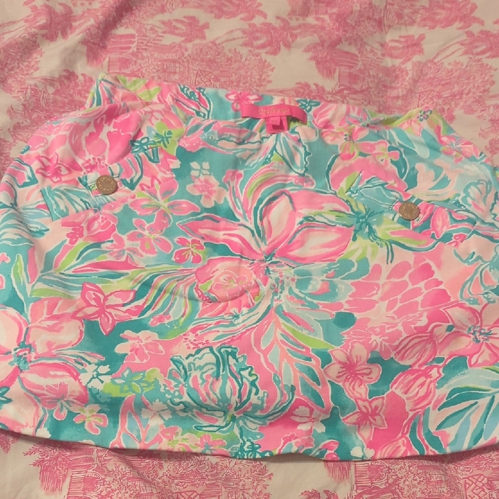 Lilly Pulitzer Pink and Blue Floral Skirt